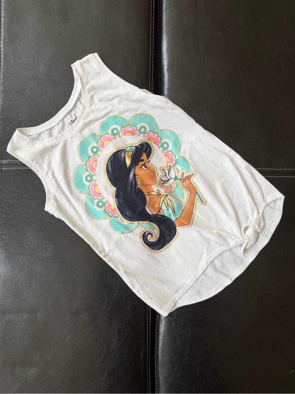 Disney - White Tank Top with Princess Jasmine Floral Medallion